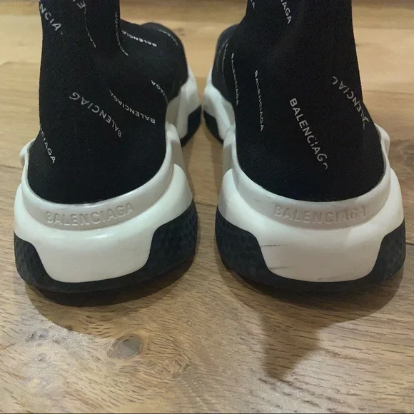 Balenciaga Women's Black Stretch Polyester Speed Sneakers - Picture 6 of 9